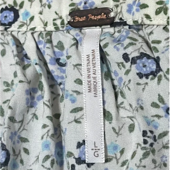 Free People Petunia Mini Dress Smocked Tea Combo Blue Size Large NWT‎ - Picture 4 of 16